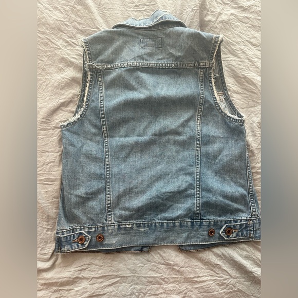 Lucky Brand Jacket Women's XS Blue The Tomboy Trucker Denim Distressed‎ Grunge - Picture 2 of 8